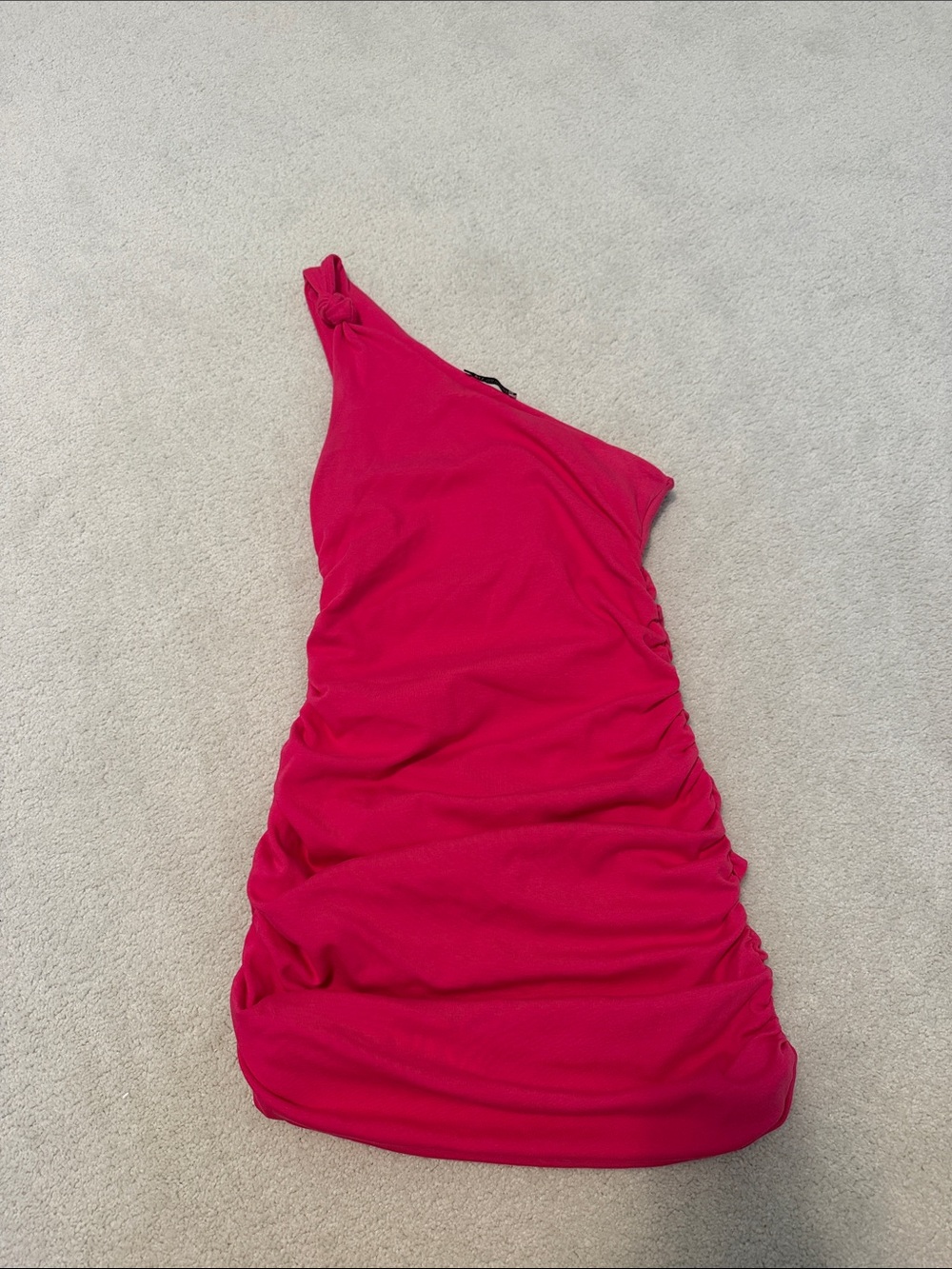 Zara Fuchsia One-Shoulder Ruched Mini Dress